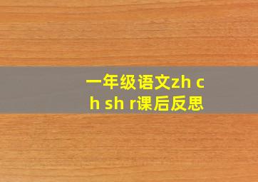 一年级语文zh ch sh r课后反思